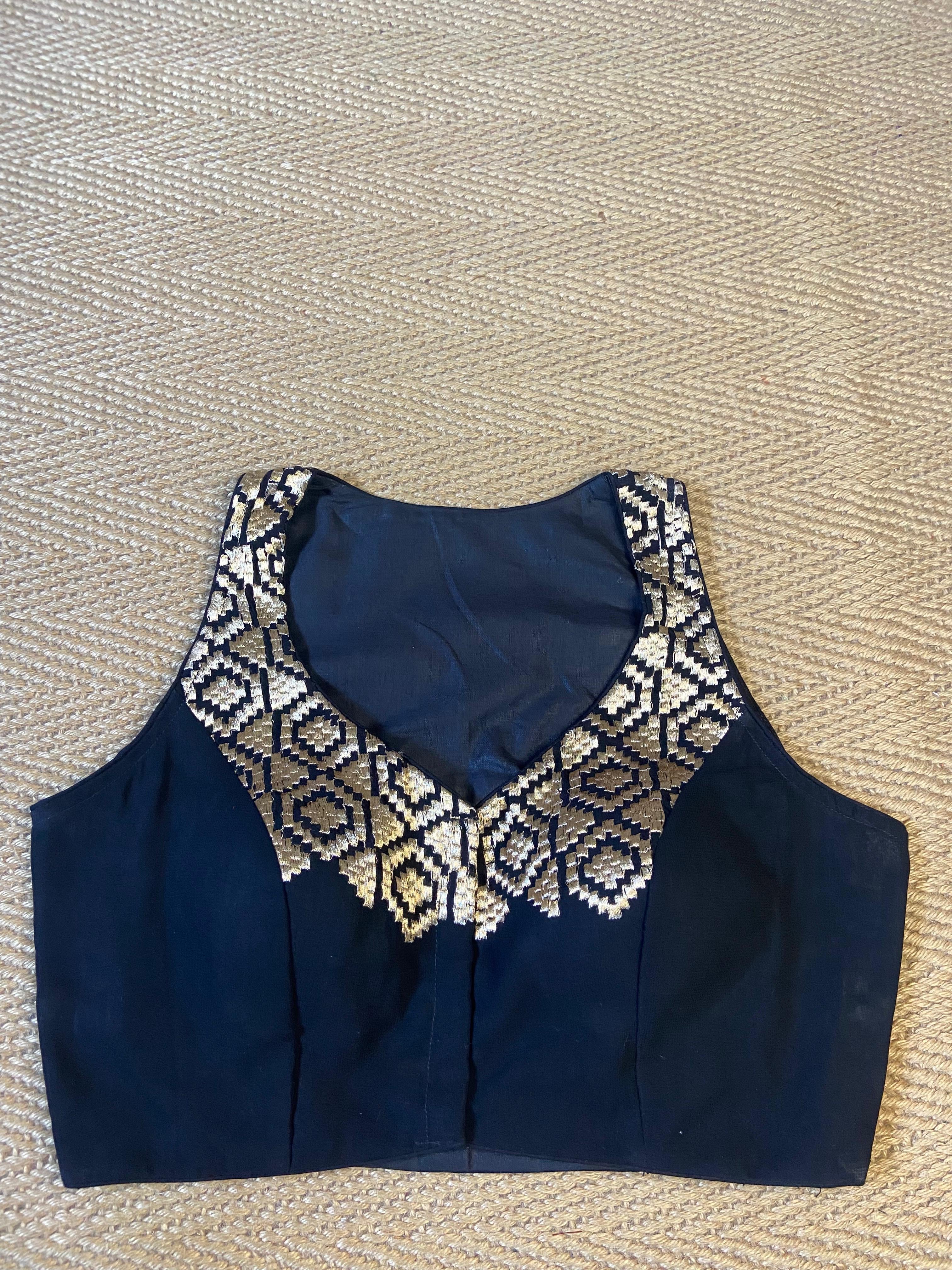 Black blouse with gold work