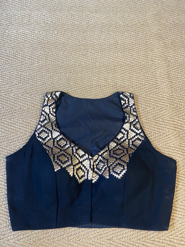 Black blouse with gold work