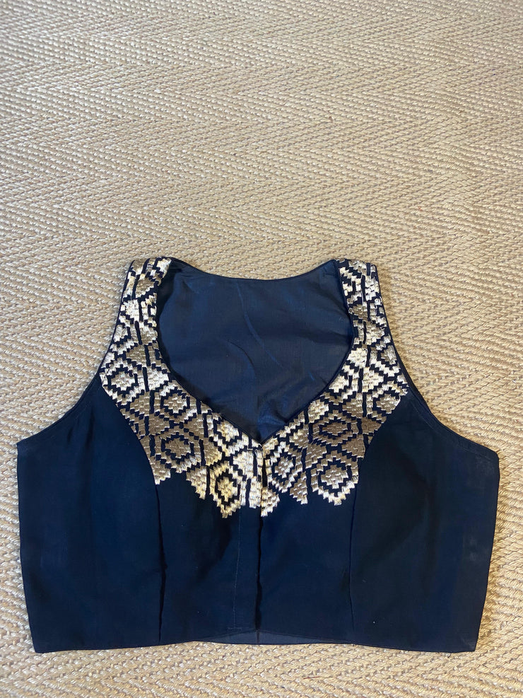 Black blouse with gold work
