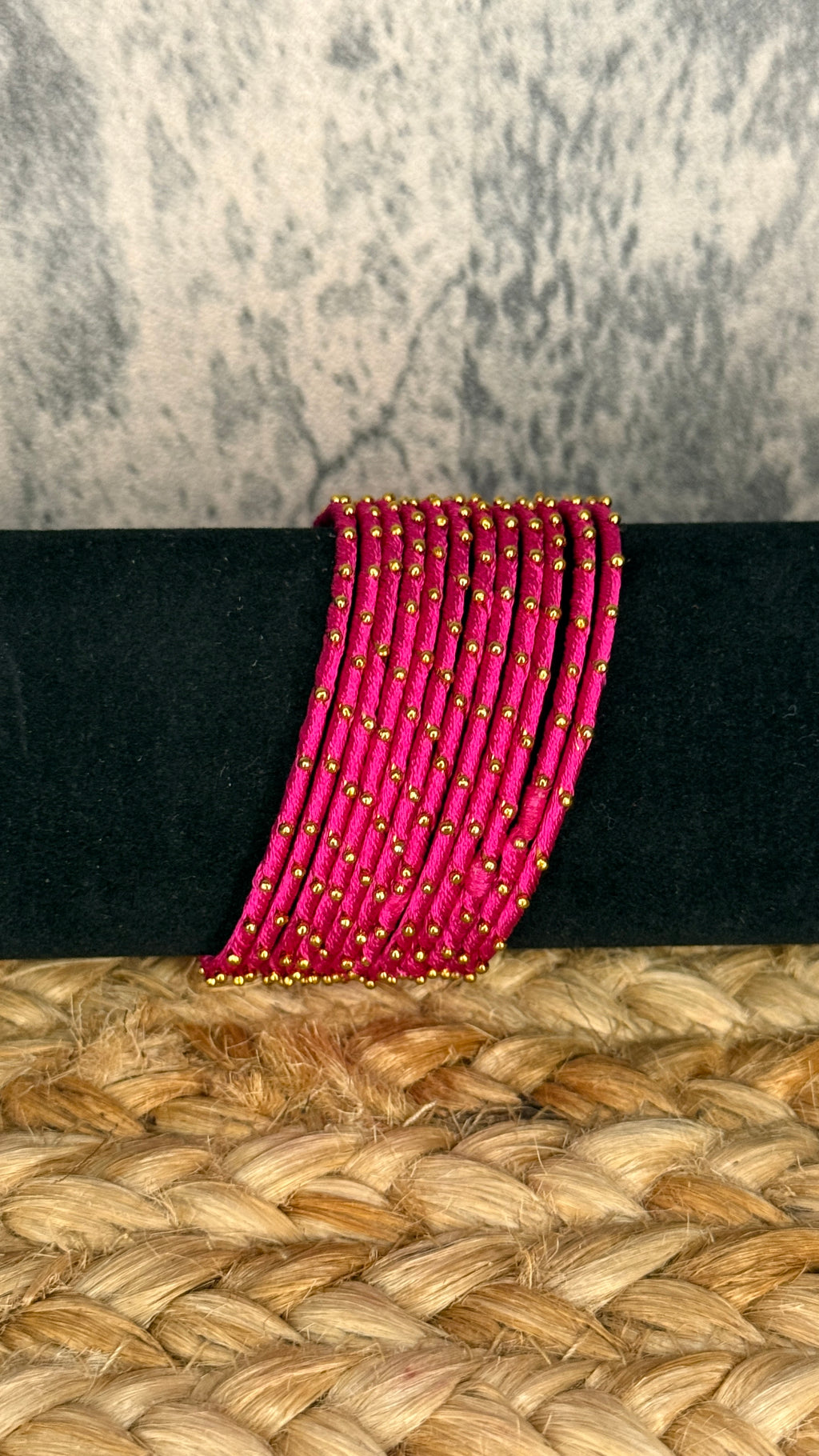 Pink thread bangle set (12 number)- 2.4