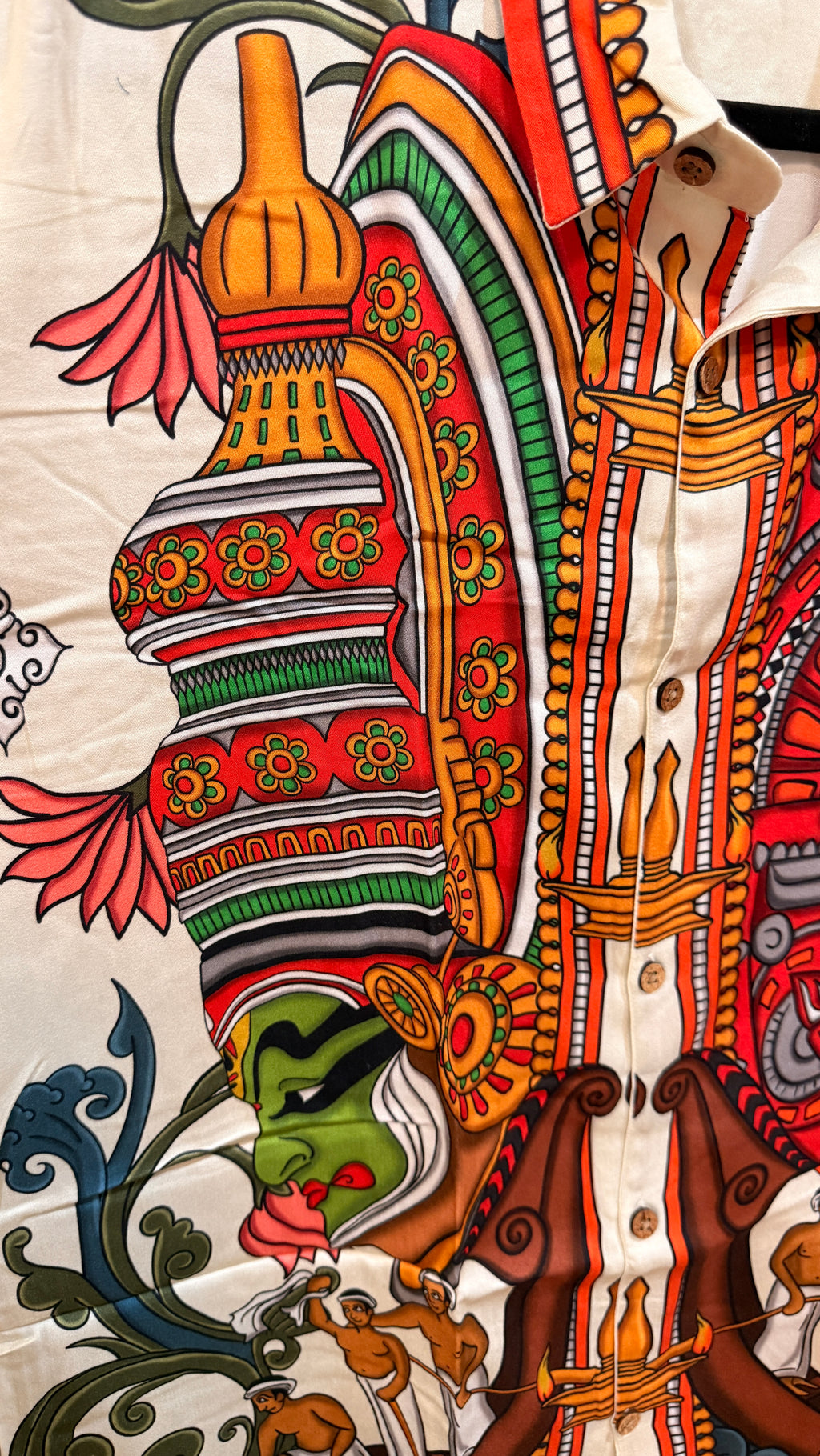 Onam printed modal silk off white shirt - Size S