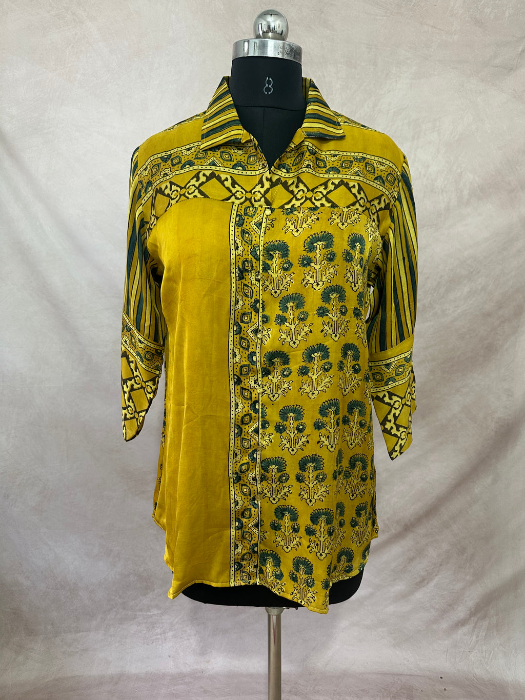 Pure Modal silk shirt with hand block print