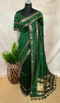 Handloom Pure katan banarsi soft silk saree with stitched blouse