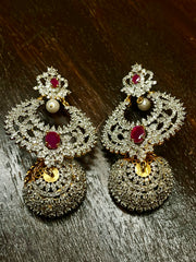 AD Jhumka with pink stones
