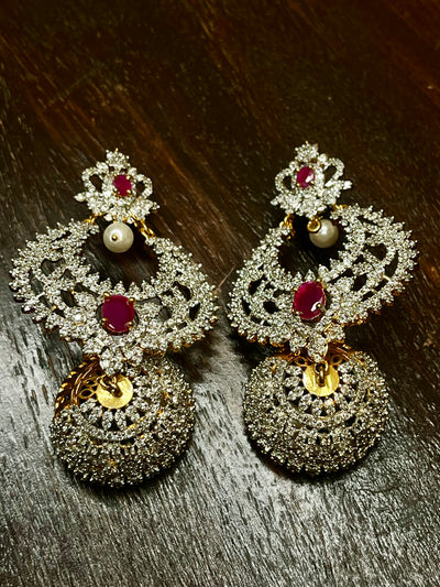 AD Jhumka with pink stones