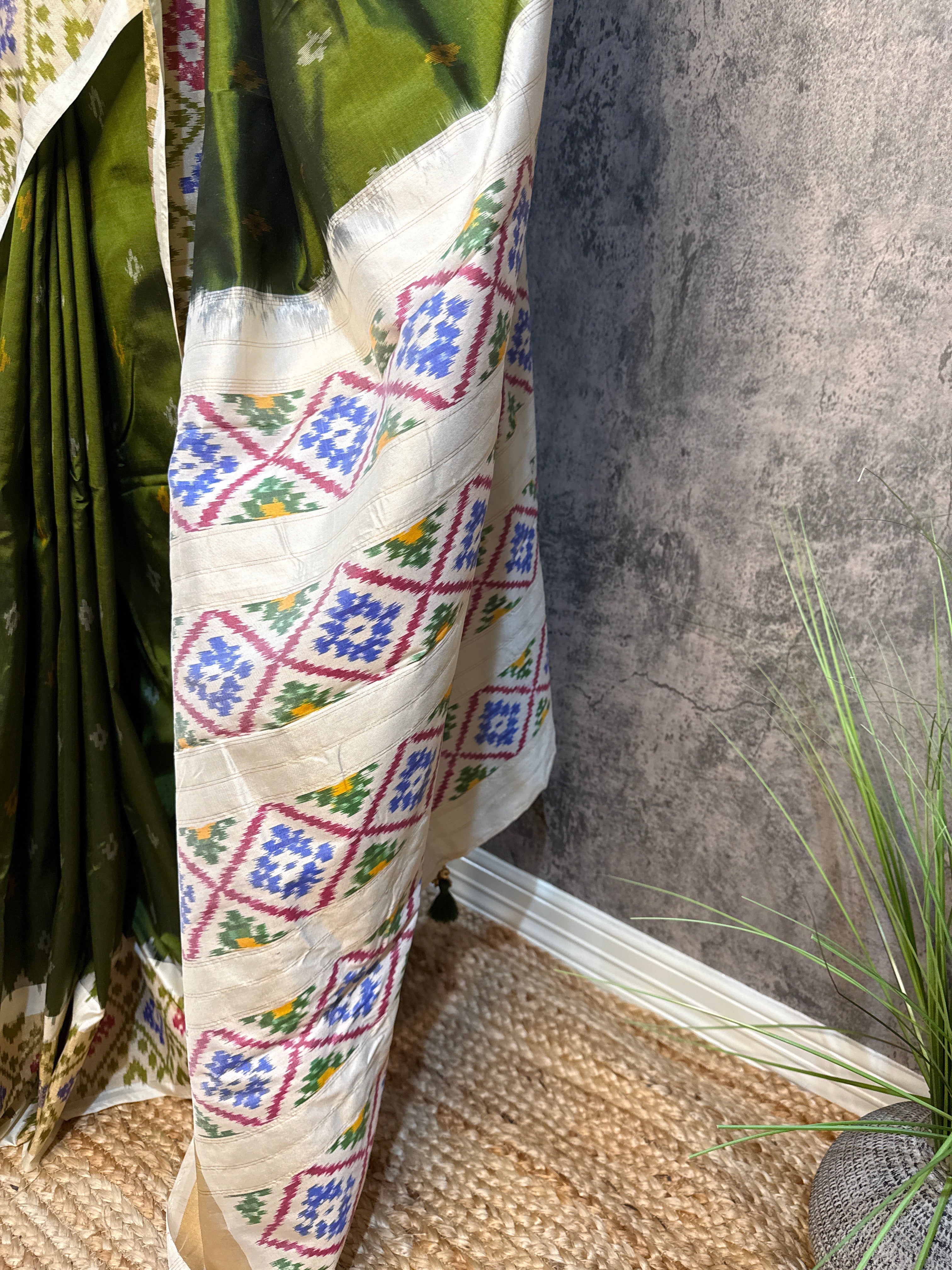 Light green Ikkat handloom saree
