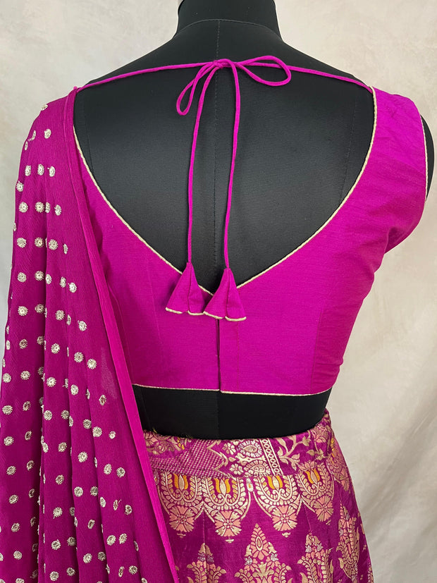 Magenta Banarsi silk lehanga
