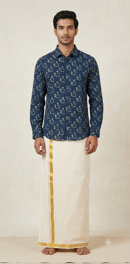 Ajrakh handblock printed shirts in pure Cotton