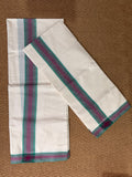 Green and Pink border mulloth set mundu