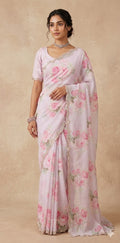 Crepe saree with sequins border , blouse and under skirt
