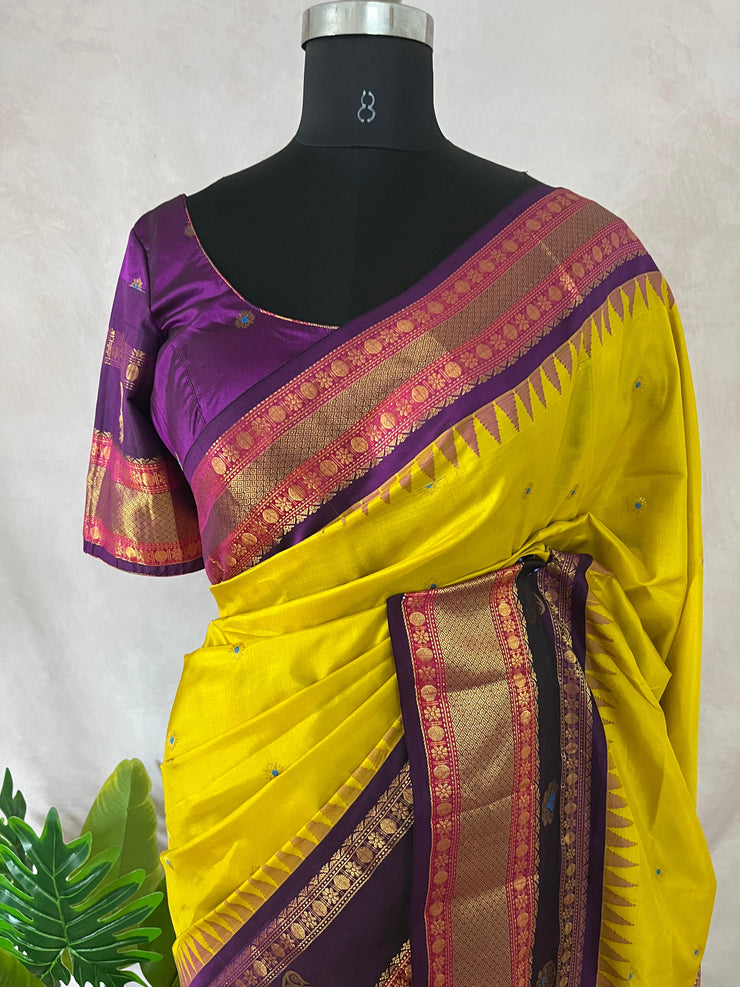 Pure gadwal silk saree with stitched blouse