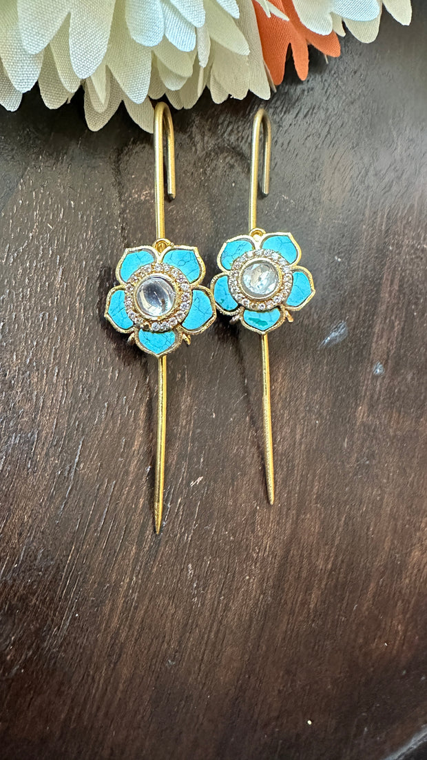 Light blue color Gem stone ear pin/cuff