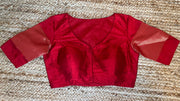 Red raw silk blouse
