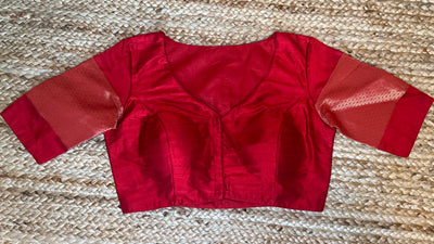 Red raw silk blouse
