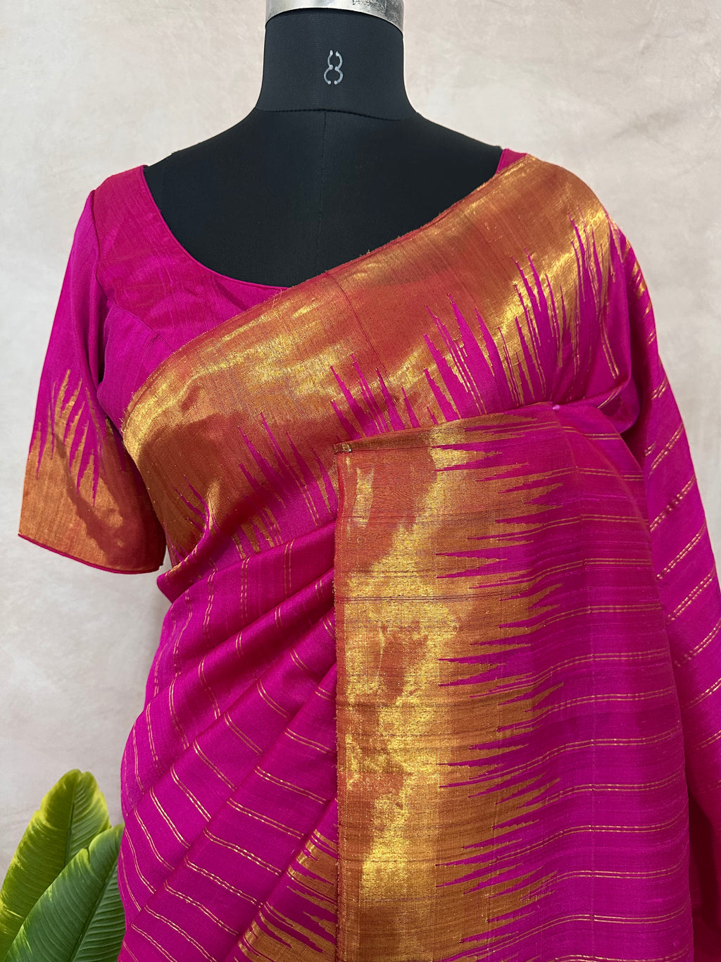 Handloom gadwal pure silk saree with tissue border and stitched blouse