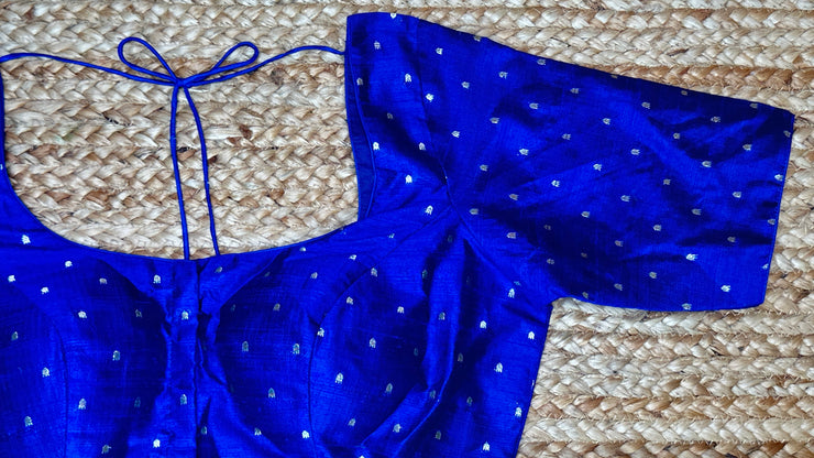 Royal blue silk blouse