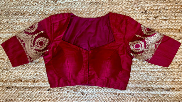 Maroon raw silk blouse