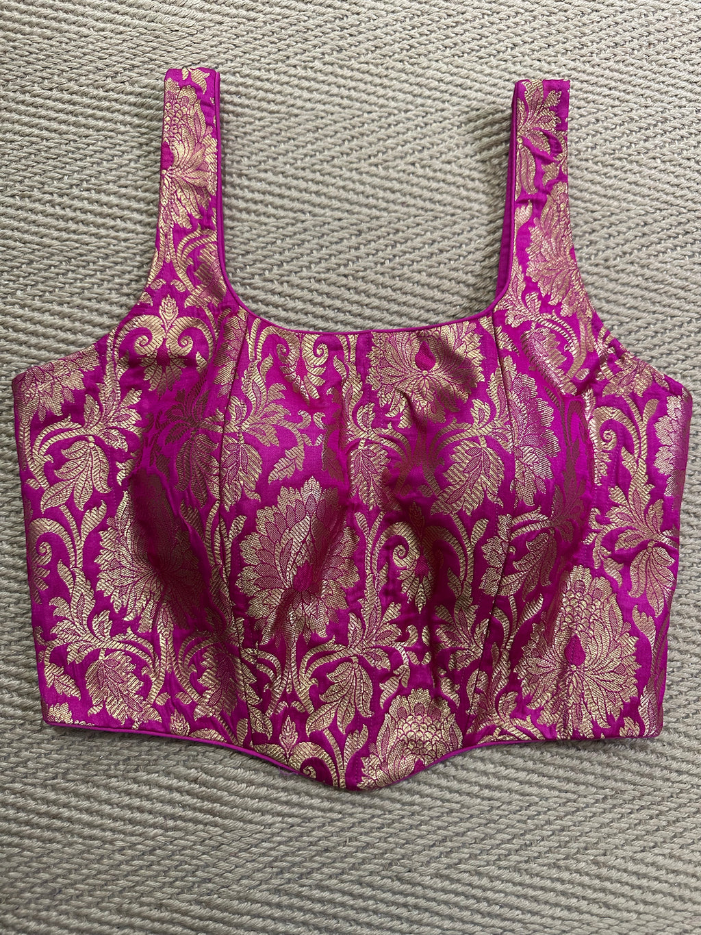 Pink banarsi brocade Corset with back tie (fits from 36 to 42)