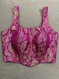 Pink banarsi brocade Corset with back tie (fits from 36 to 42)