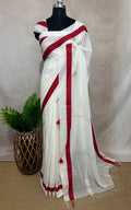 Mul cotton saree with red boder