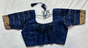 Navy blue silk blouse with lines