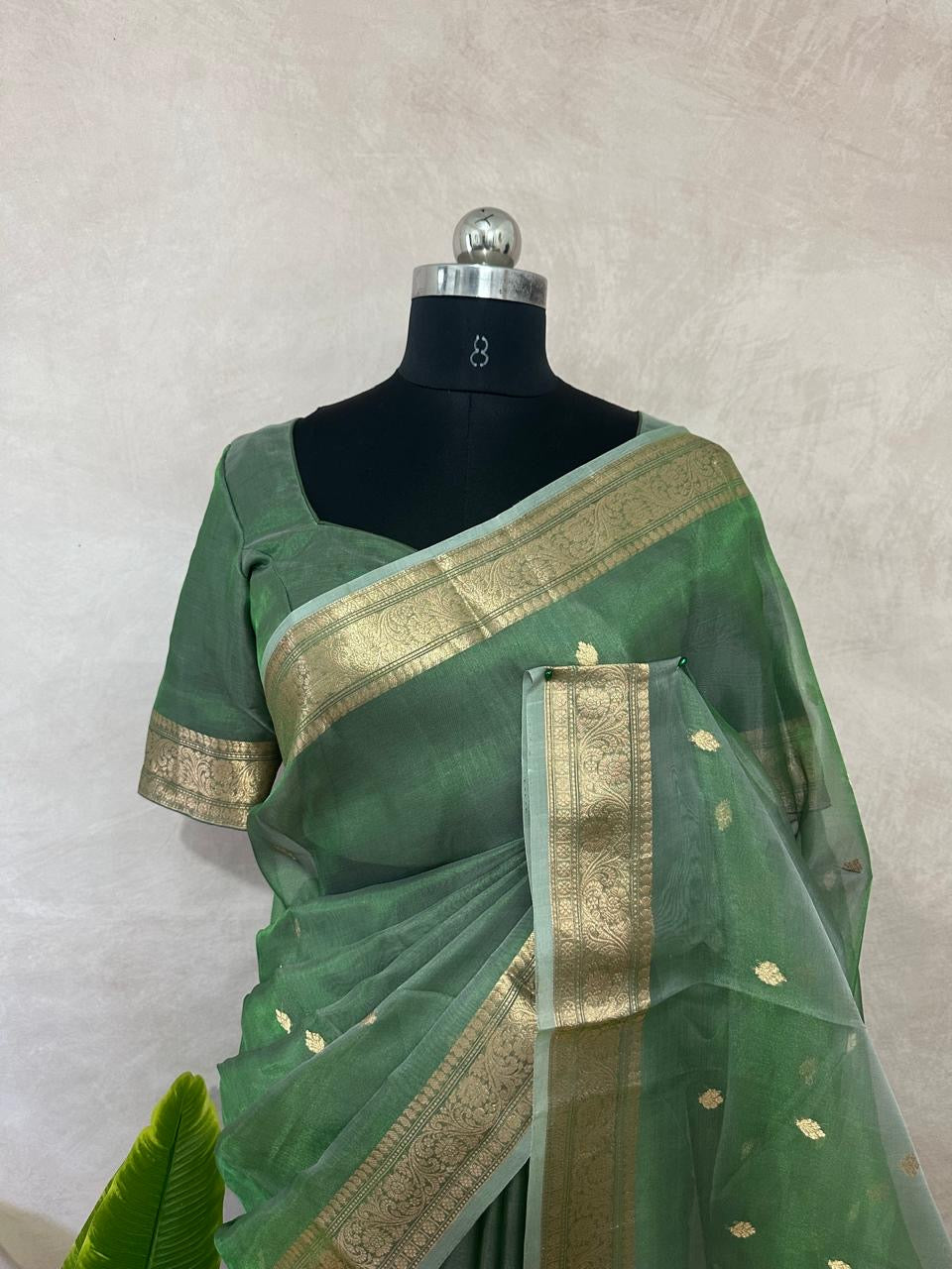 Kora tissue silk saree with stitched blouse and underskirt