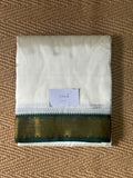 9X5 yard Semi silk dhothi (Green and maroon border)