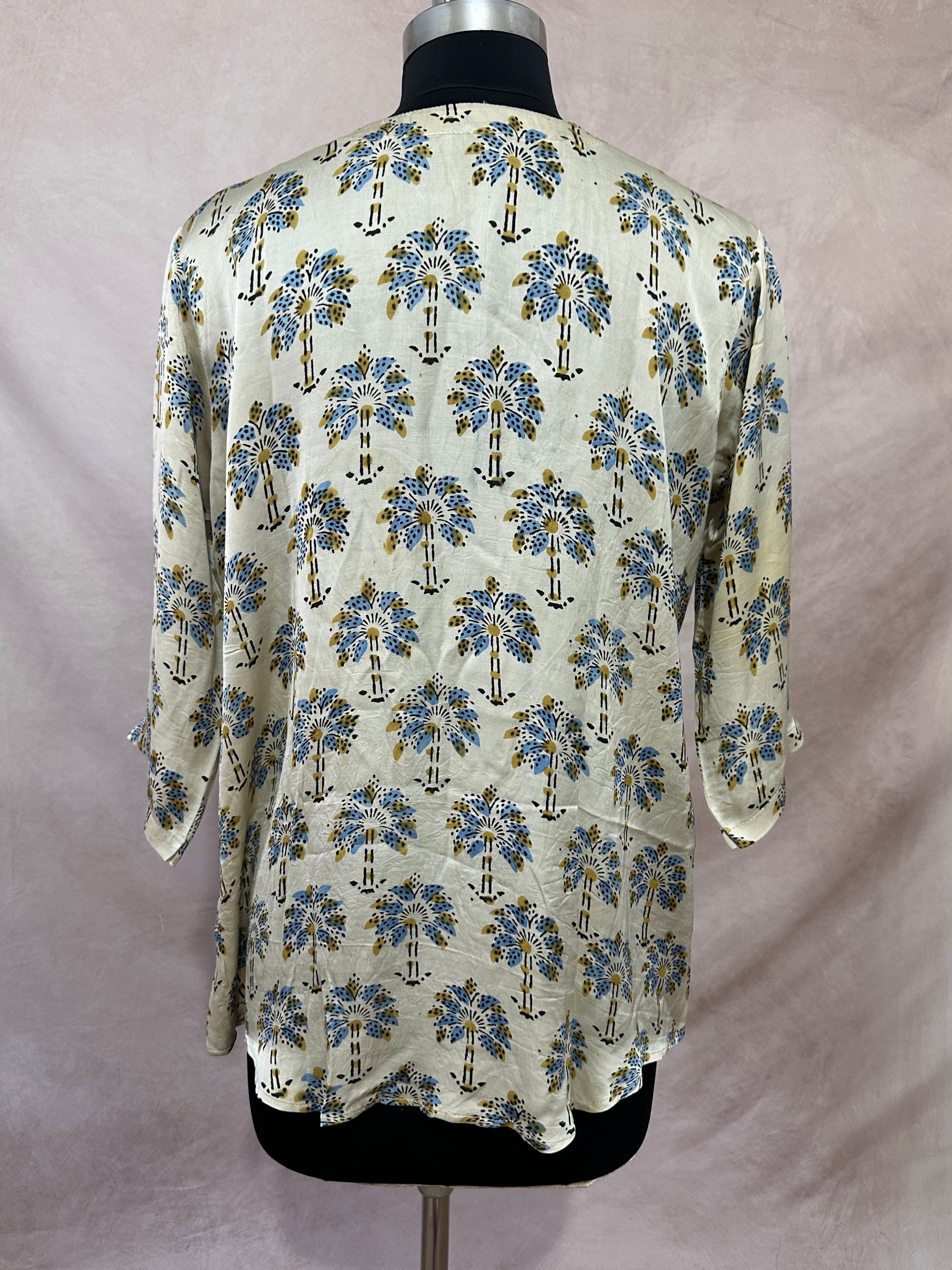 Pure Modal silk shirt with hand block print