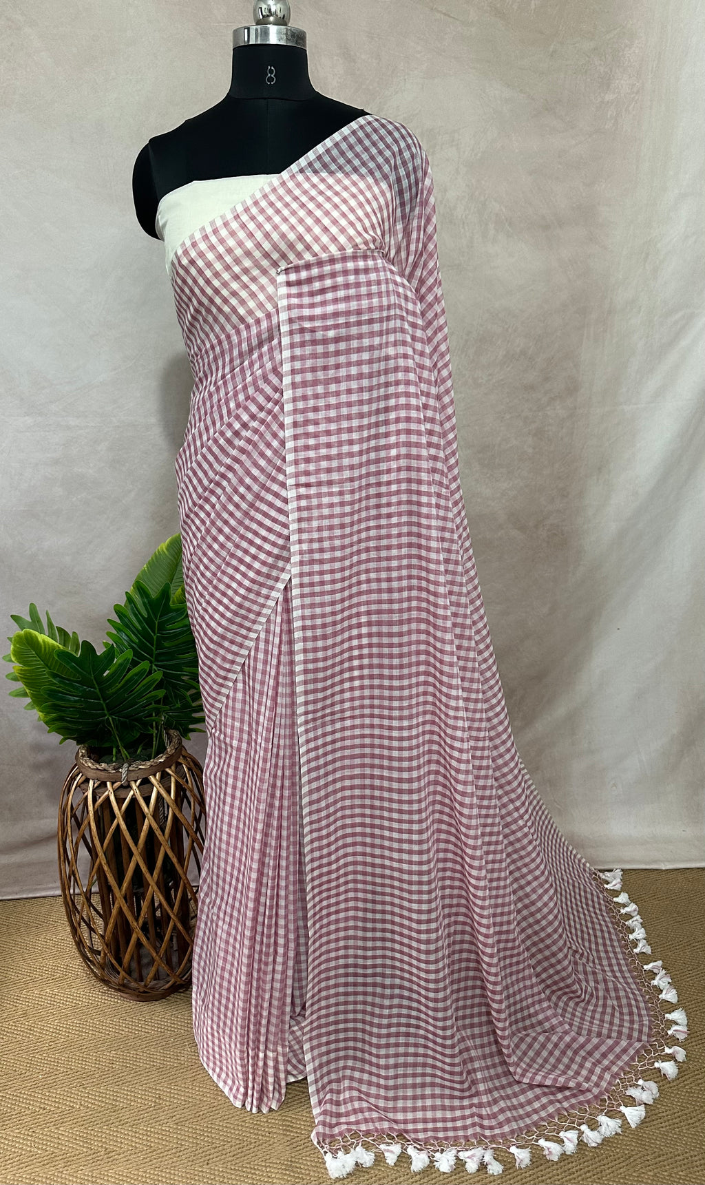 Mul cotton check saree