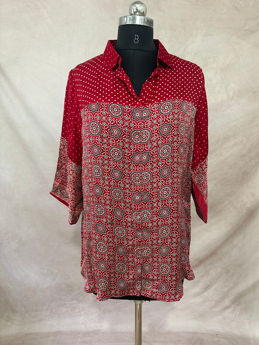 Pure Modal silk shirt with hand block print