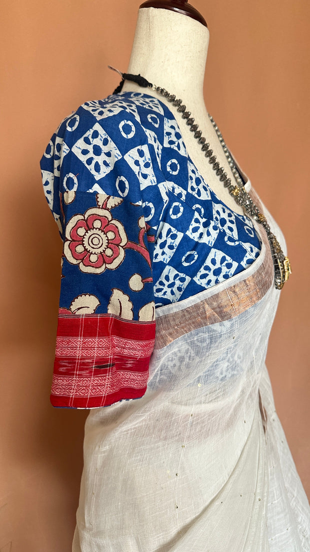 Handloom linen saree with sequins weave