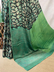 Nashpal Tussar by modal silk saree with hand block print with natural dye, with BP