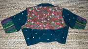 Green blouse with kalamkari and kanta patch work