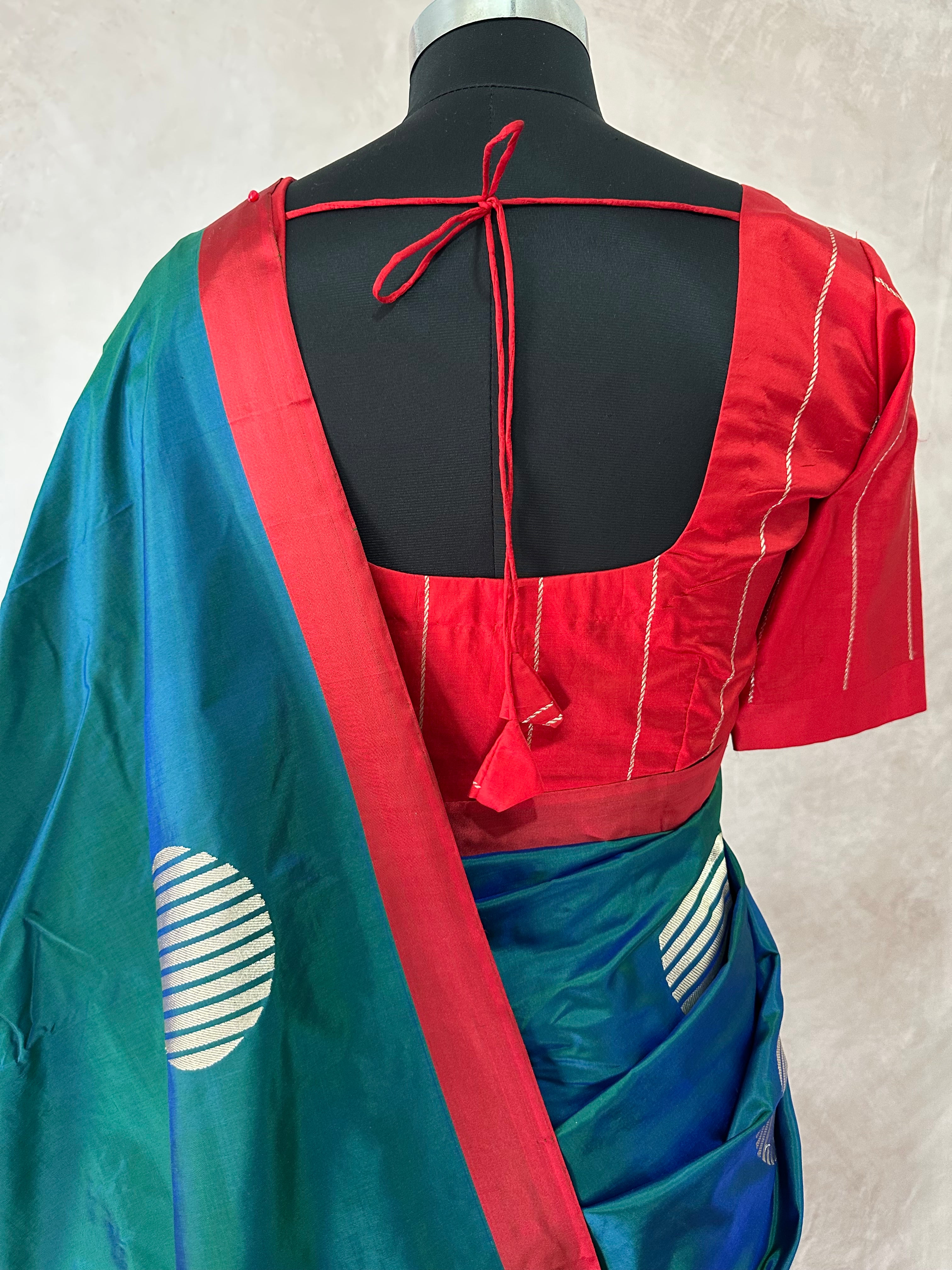 Pure katan banarsi saree with stitched blouse