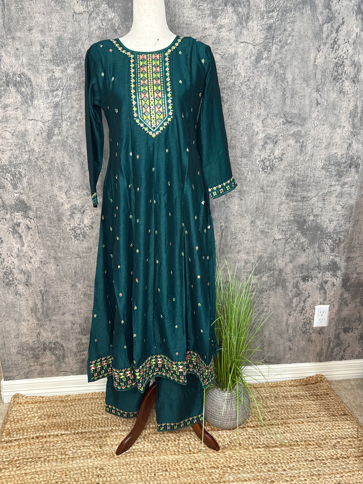 Bottle green anarkali
