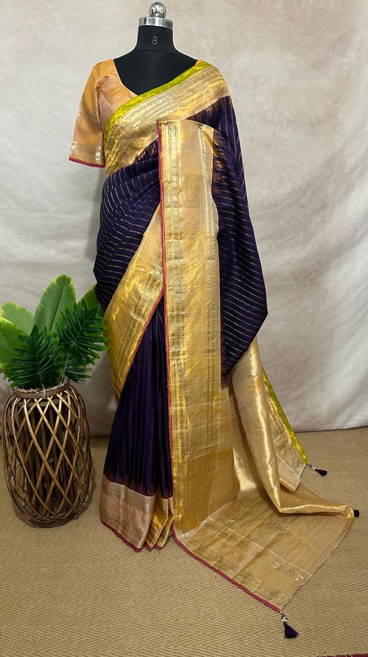 Pure silk handloom Gadwal saree with stitched blouse