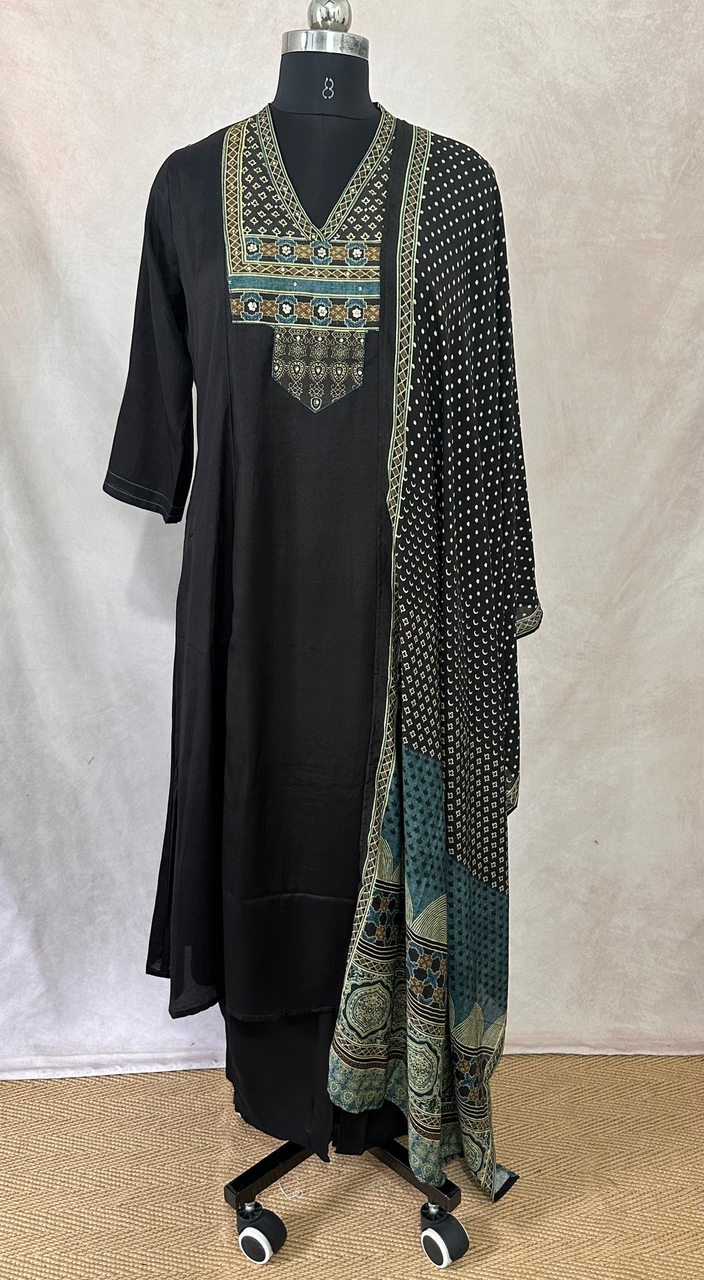 Muslin silk kurti with bottom and dupatta