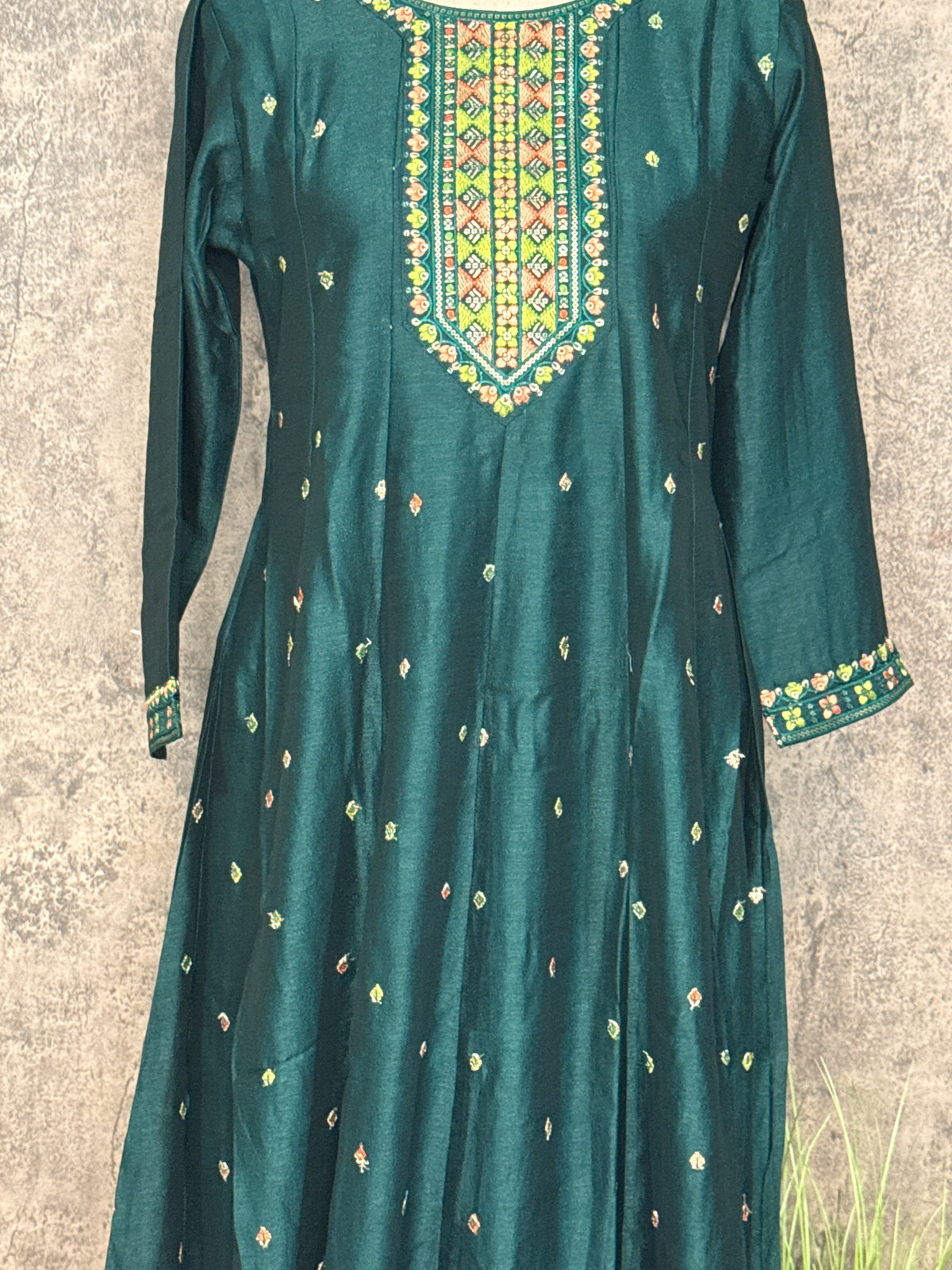 Bottle green anarkali