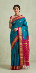 Handloom Pure silk sari with contrast one side korvai border, no BP