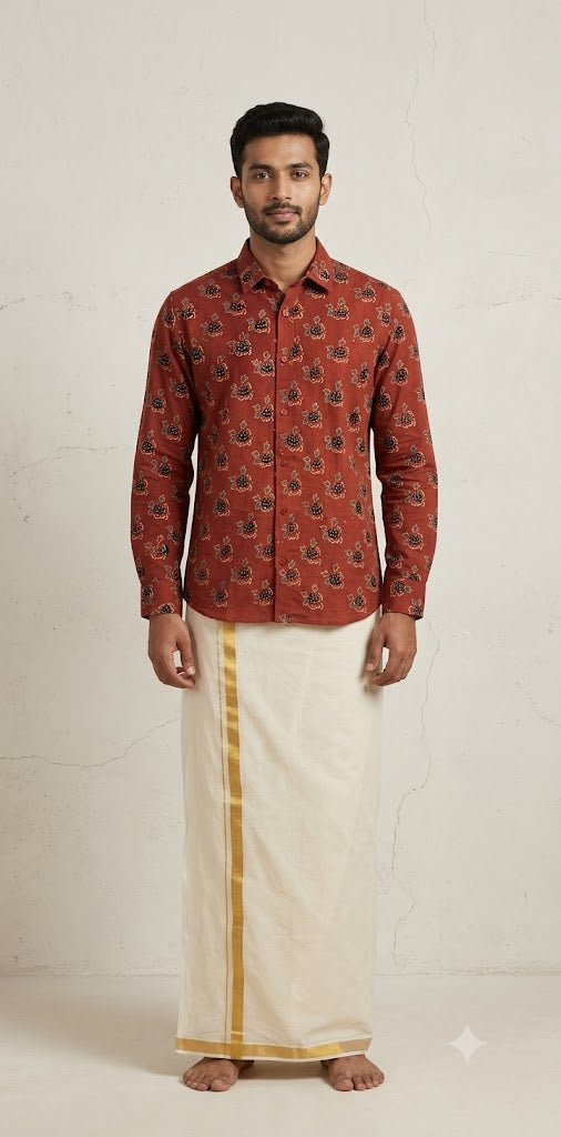 Ajrakh handblock printed shirts in pure Cotton