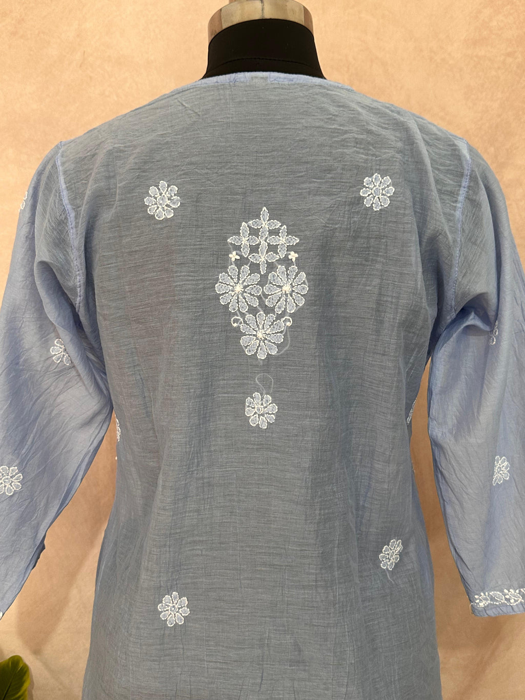 Cotton kurti with chikankari work with bottom