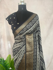 Semi crepe printed silk saree with BP