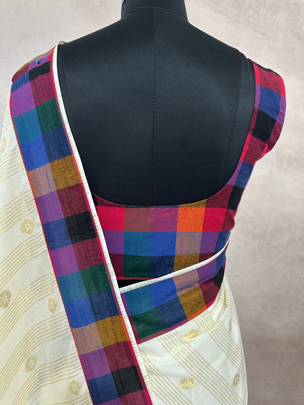 Madras kattam set saree with stitched blouse
