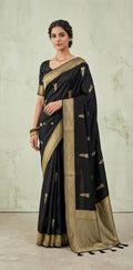 Silk crepe georgette saree with stitched blouse