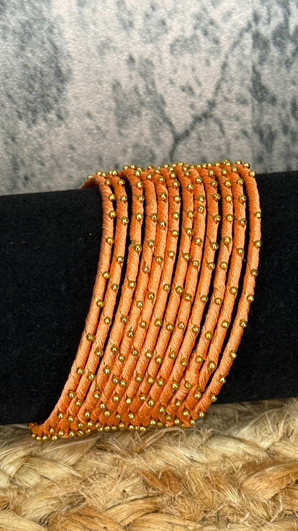 Peach thread bangle set (12 number)- 2.4