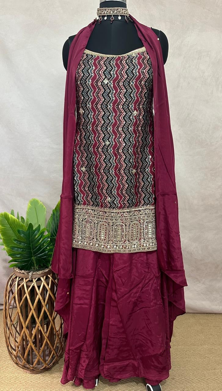 Ajrakh printed short kurti with palazzo pant