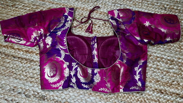 Purple and magenta brocade banarsi blouse