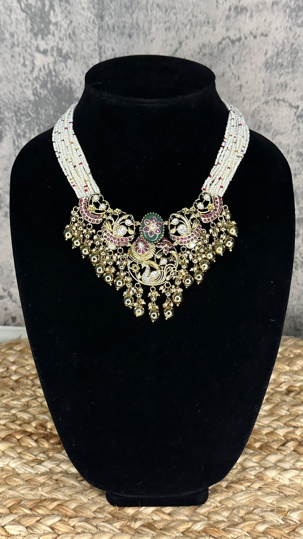 Designer replica Necklace with mint green stone and earring