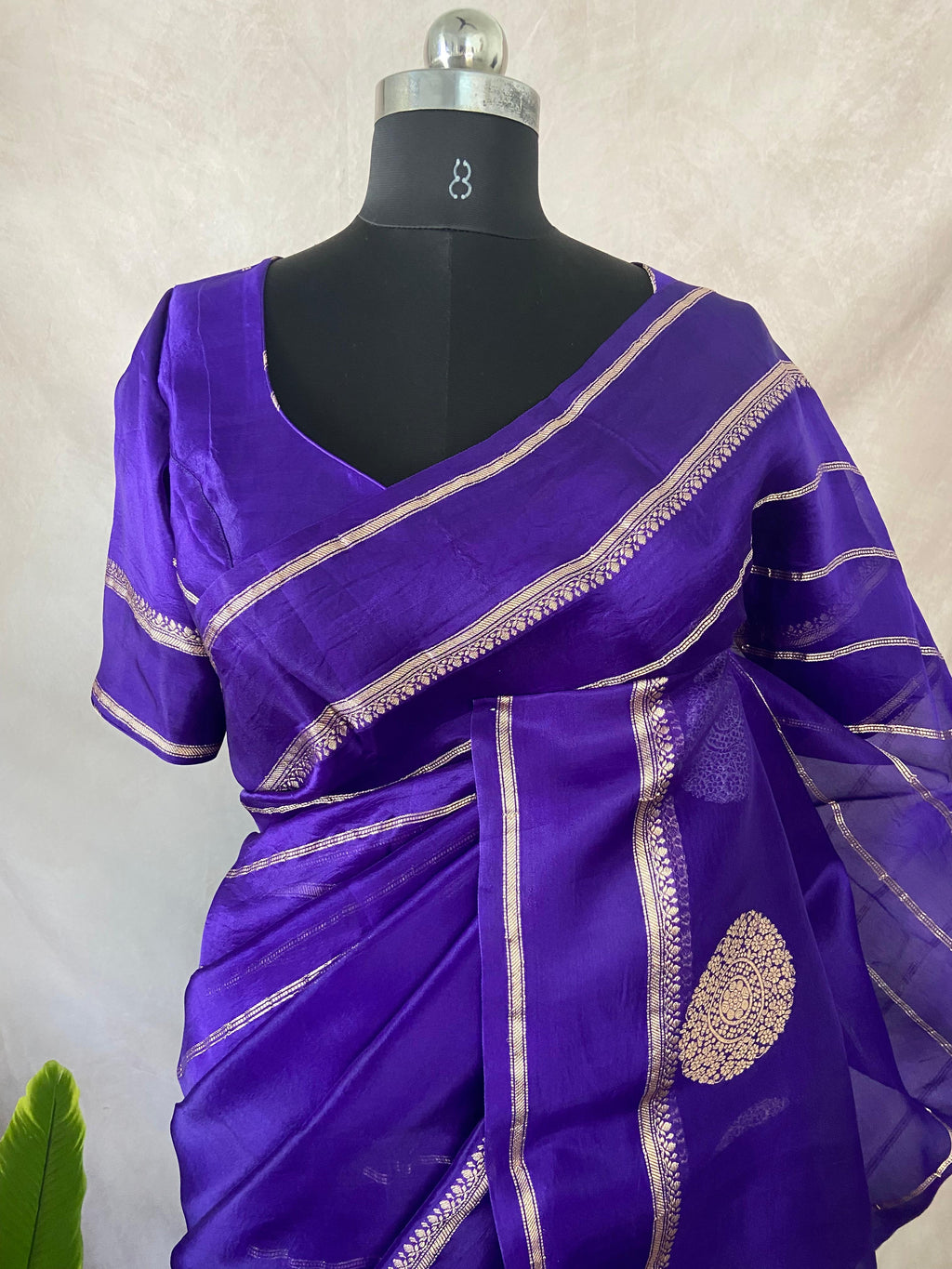 Pure organza silk saree with stitched blouse