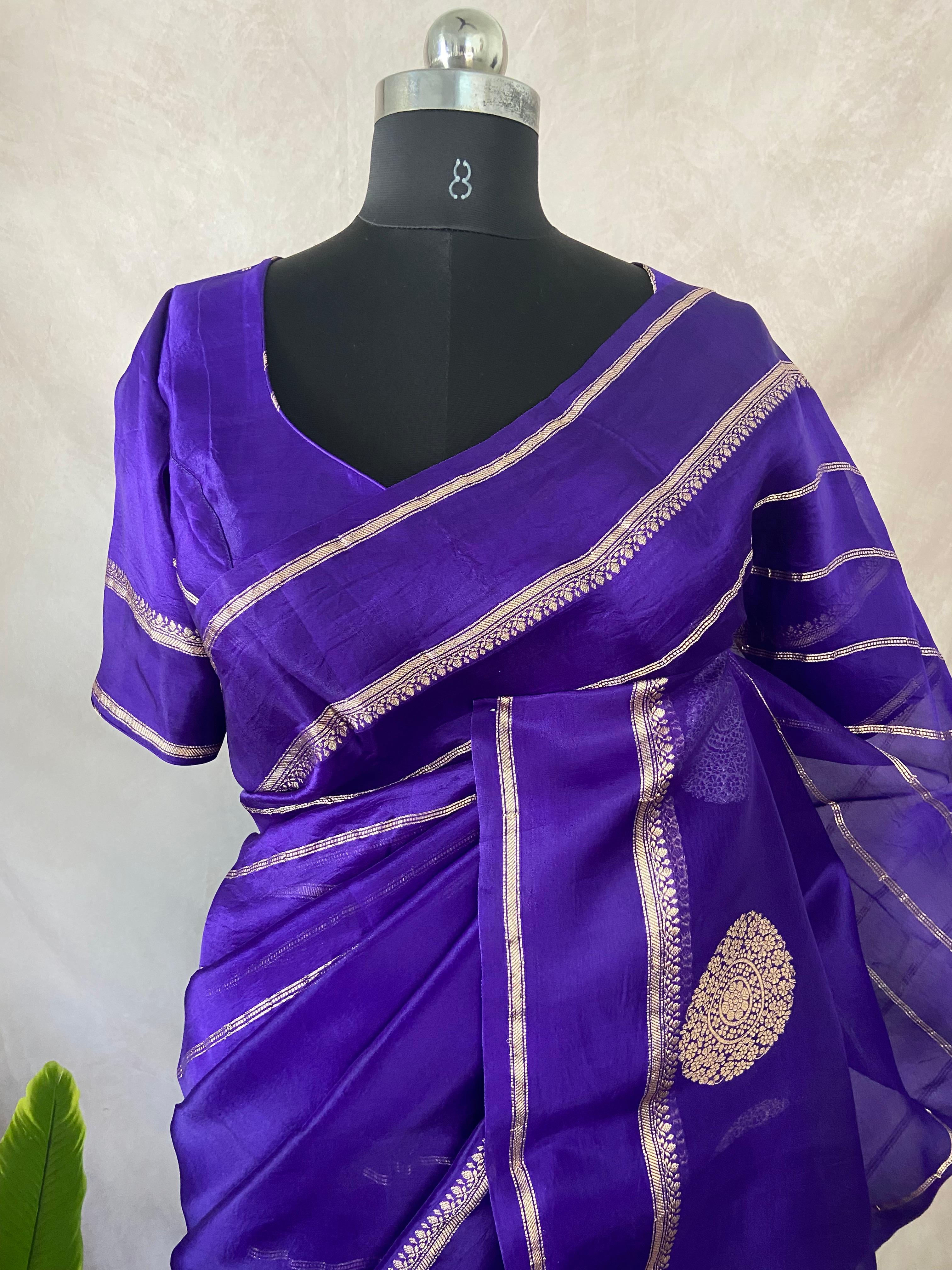Pure organza silk saree with stitched blouse